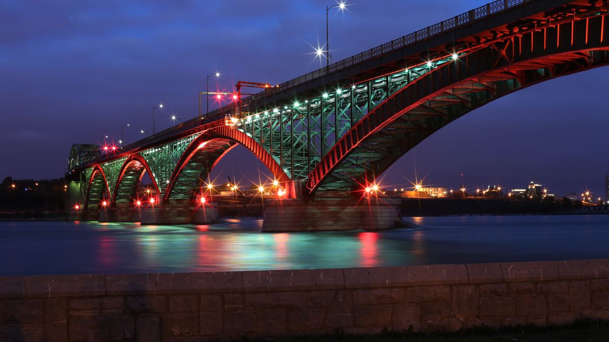 Peace bridge border crossing between the US and Canada